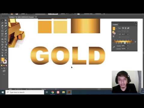 cara membuat teks berwarna emas di adobe illustrator - youtube