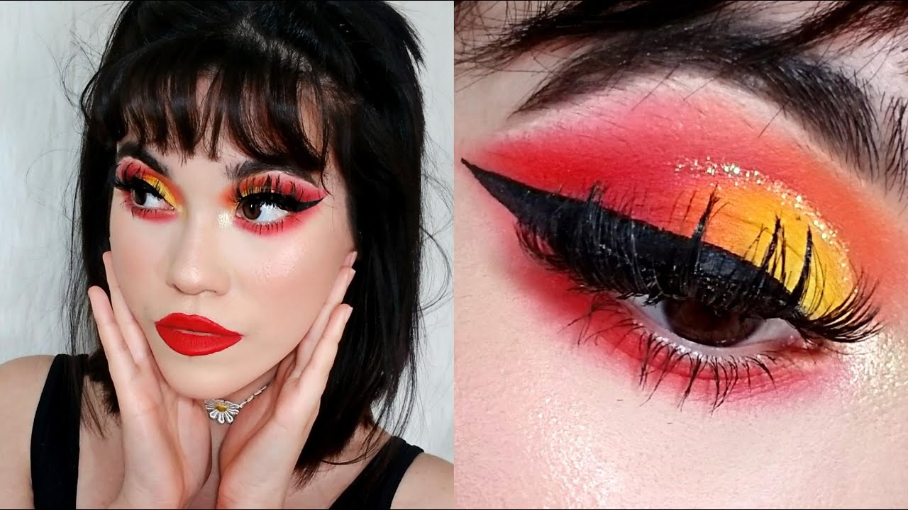how to do sunset eyeshadow (cut crease with a cat eyes... Sunset Cut Crease Tutorial - YouTube