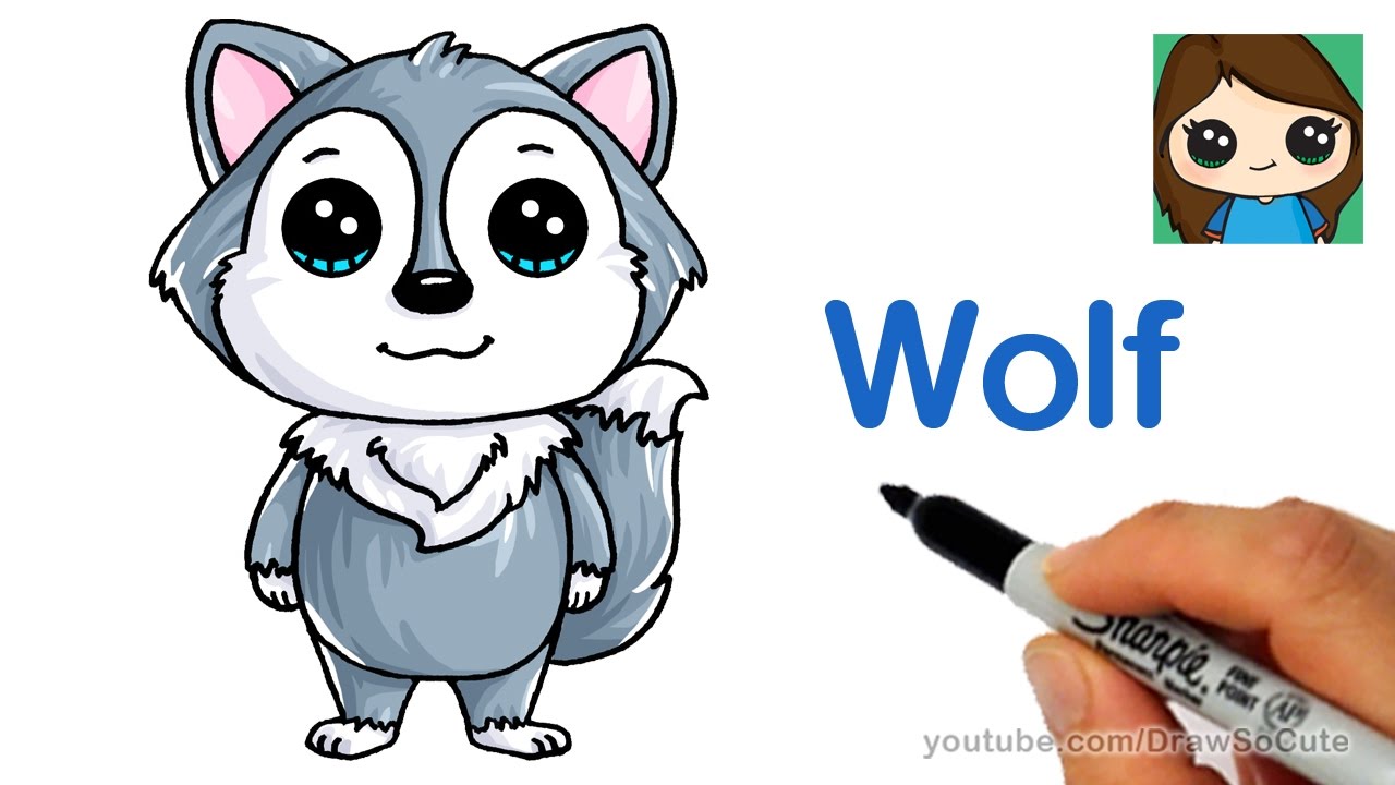 How To Draw A Cute Cartoon Wolf