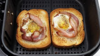 Air Fryer Bacon and Egg Toast Recipe