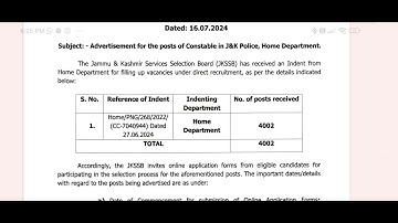 JKP Constable Recruitment 2024 || Official Notification Out by JKSSB 🔥🔥 All Details step by step ✅