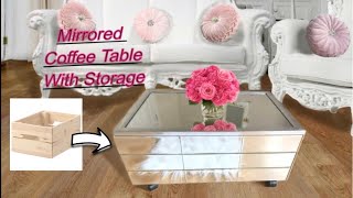 ❌NO CUTTING MIRROR GLAM MIRRORED COFFEE TABLE WITH STORAGE IN 30 MINUTES Diy Mirrored Coffee Table