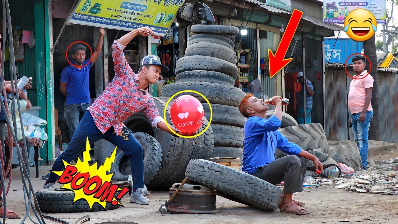 ⁣Update Tyre Blast PRANK with Popping balloons | Crazy REACTION with Popping Balloon Prank - So Funny