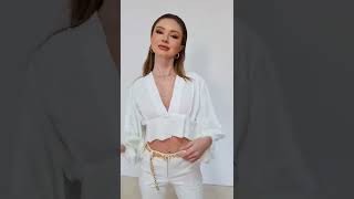 Lafaba - Kadın Beyaz Crop Bluz