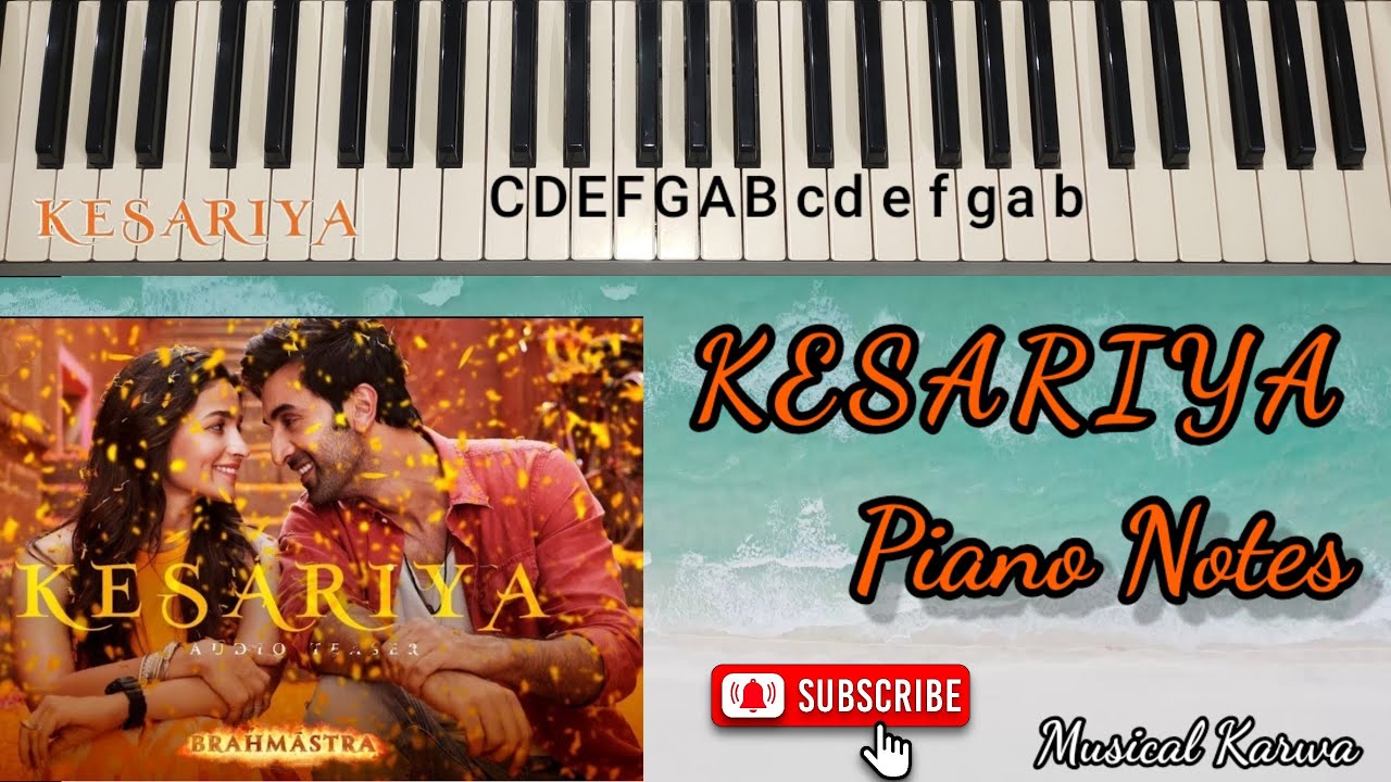 Kesariya piano notes ll kesariya piano tutorial YouTube