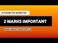 Medicinal Chemistry-II | 2 Marks Important Questions | B Pharm 5th Semester