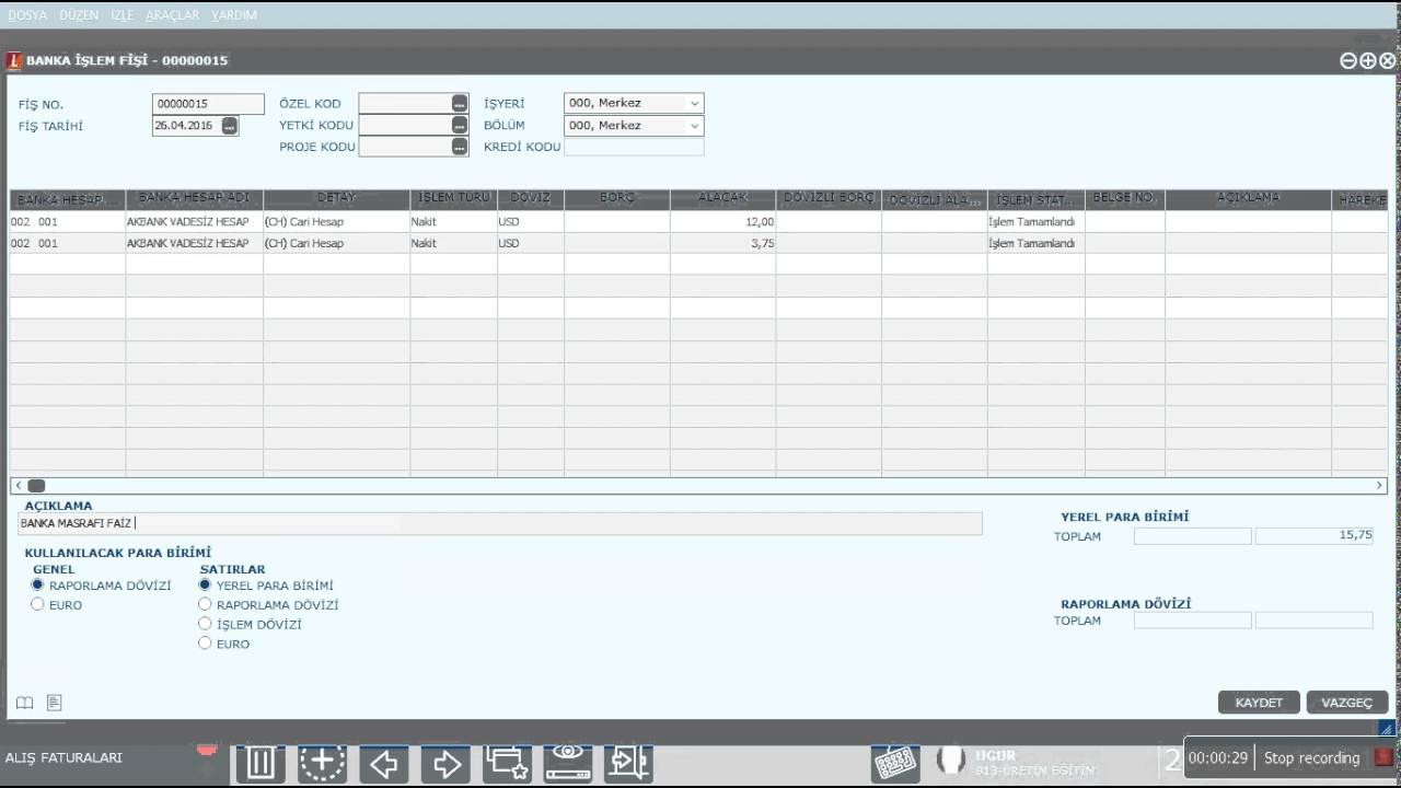 LOGO Tiger3 te Banka Faiz ve Bsmv İşlemi