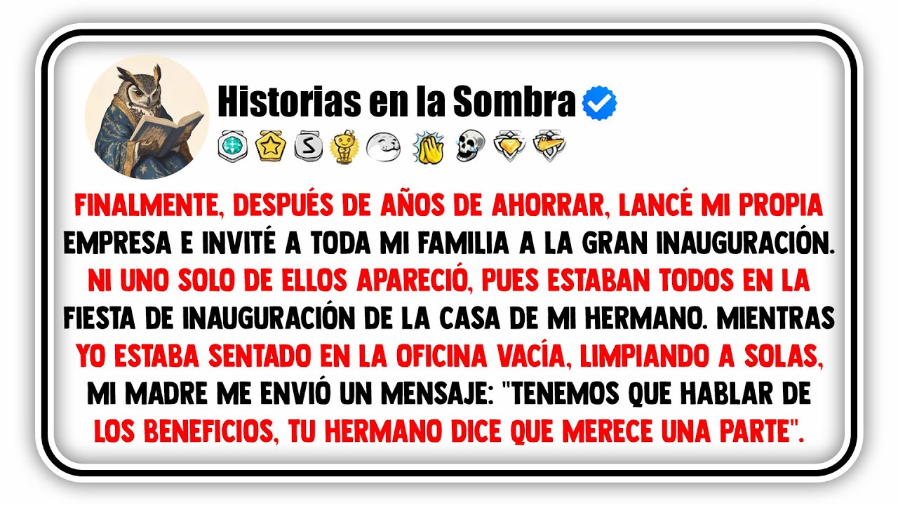 Finalmente, después de años de ahorrar, lancé mi propia empresa e invité a toda mi familia a la...