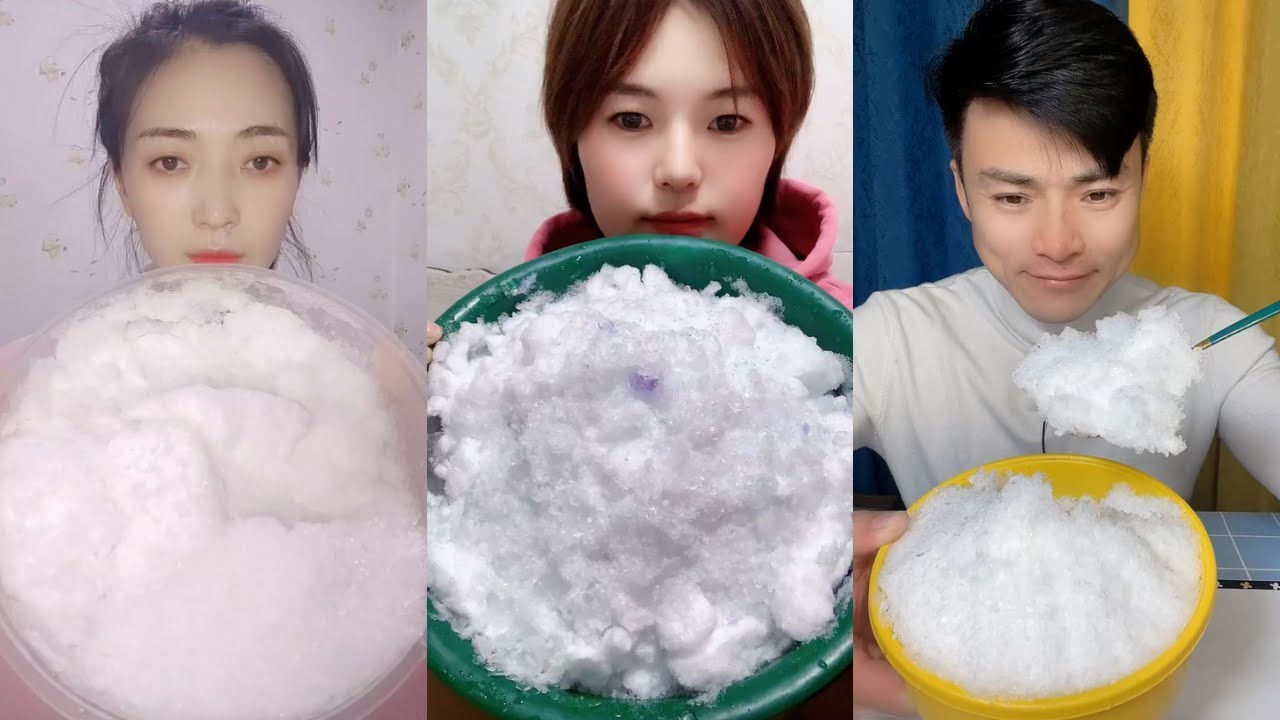 얼음ASMR 얼음먹방 SOFT POWDERY ICE CRUNCHY WHITE ICE EATING ASMR【咀嚼音】【 音フェチ】氷を食べる