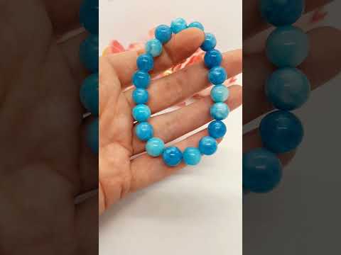 Яскравий синій браслет натуральний камінь під аквамарин, видео 1