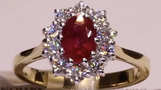 #67683 | R1.11ct/D0.63ct | Oval Ruby & Diamond Cluster Ring | Set in 18ct Yellow Gold Net Worth