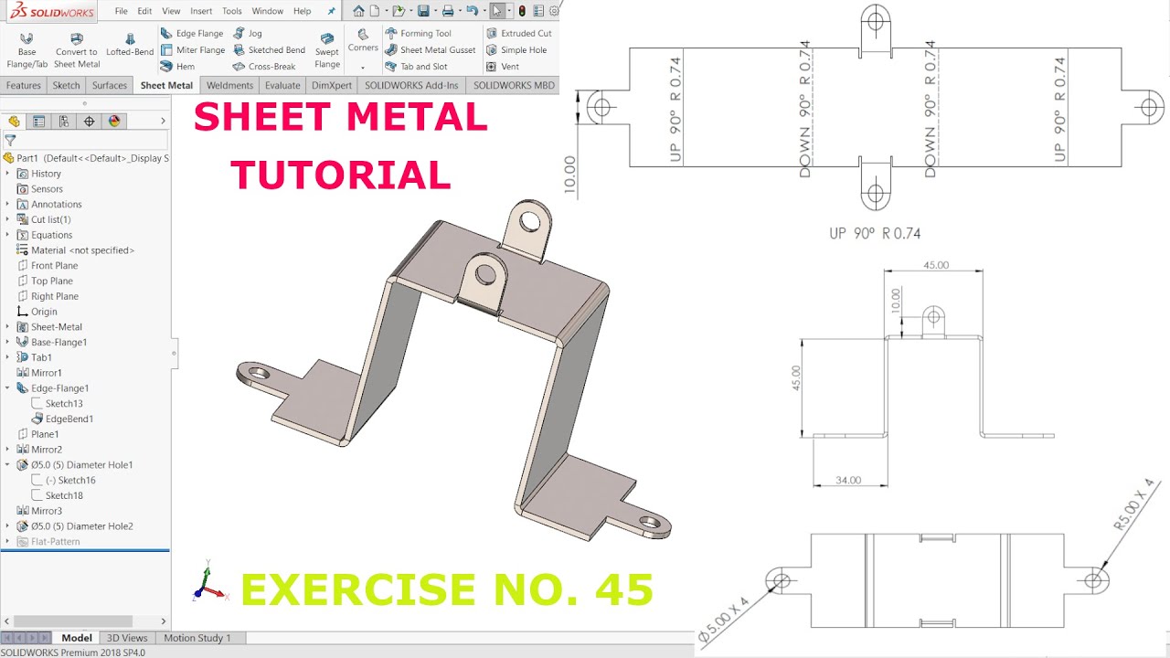 STEEL BRACKET : SOLIDWORKS SHEET METAL TUTORIAL - YouTube