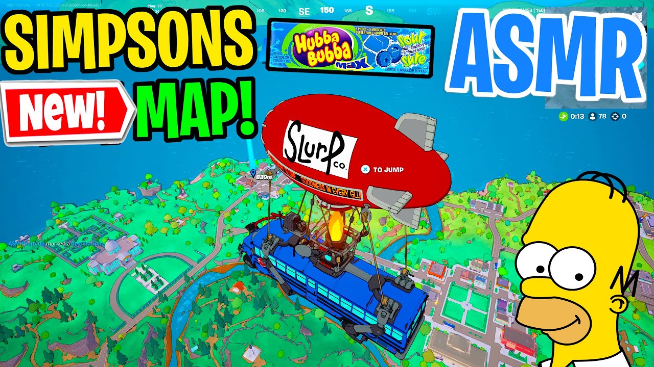 ASMR Gaming 😴 Fortnite NEW Simpsons Map is Fun! Relaxing Gum Chewing 🎮🎧 Controller Sounds + Whisper💤