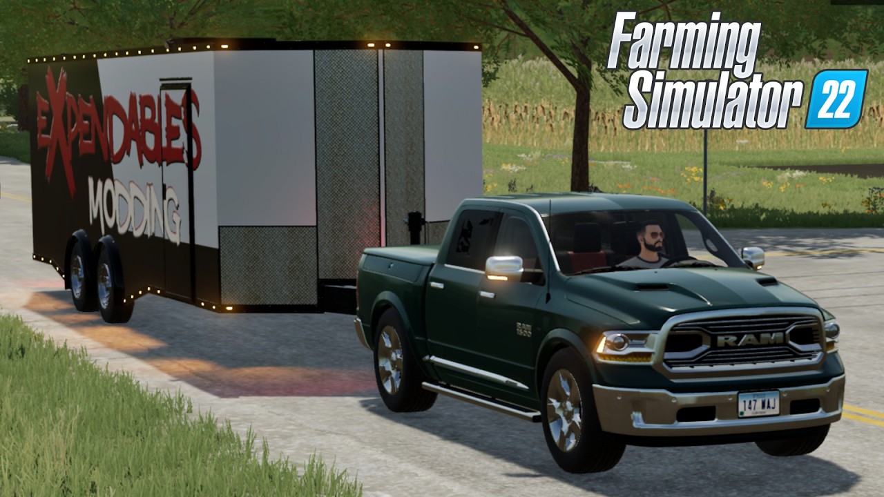 FS22 - 2016 RAM 1500 UNLIMITED with BOX TRAILER - NEW CAR MOD for ...