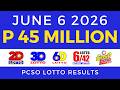 Lotto Result Today 9PM June 6 2026 PCSO 