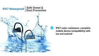 Fablue Athlete 5.0 Series Ipx7 Waterproof Bluetooth Headset With Mic Black, In The Ear