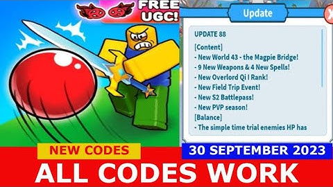 NEW UPDATE CODES *UPD 88* [UPD+Free UGC] Weapon Fighting Simulator ROBLOX |ALL CODES| Sept. 30, 2023