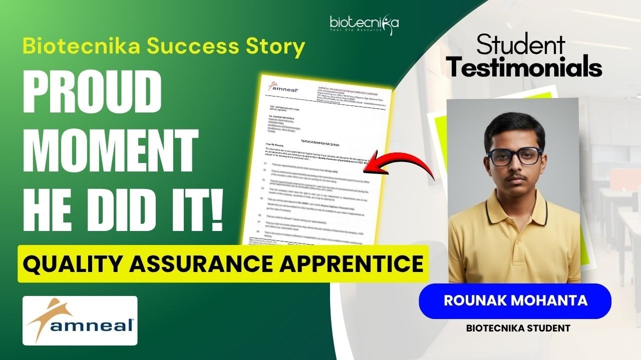 Biotecnika Helped Rounak Mohanta Get Placed as a QA Apprentice | Amneal Pharmaceuticals