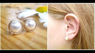 DIY Wire Wrapped Pearl Stud Earrings | Wedding Jewelry Series | Cat Fox Designs