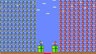 If 100 Marios vs 100 Luigi at Once in Super Mario Bros.?