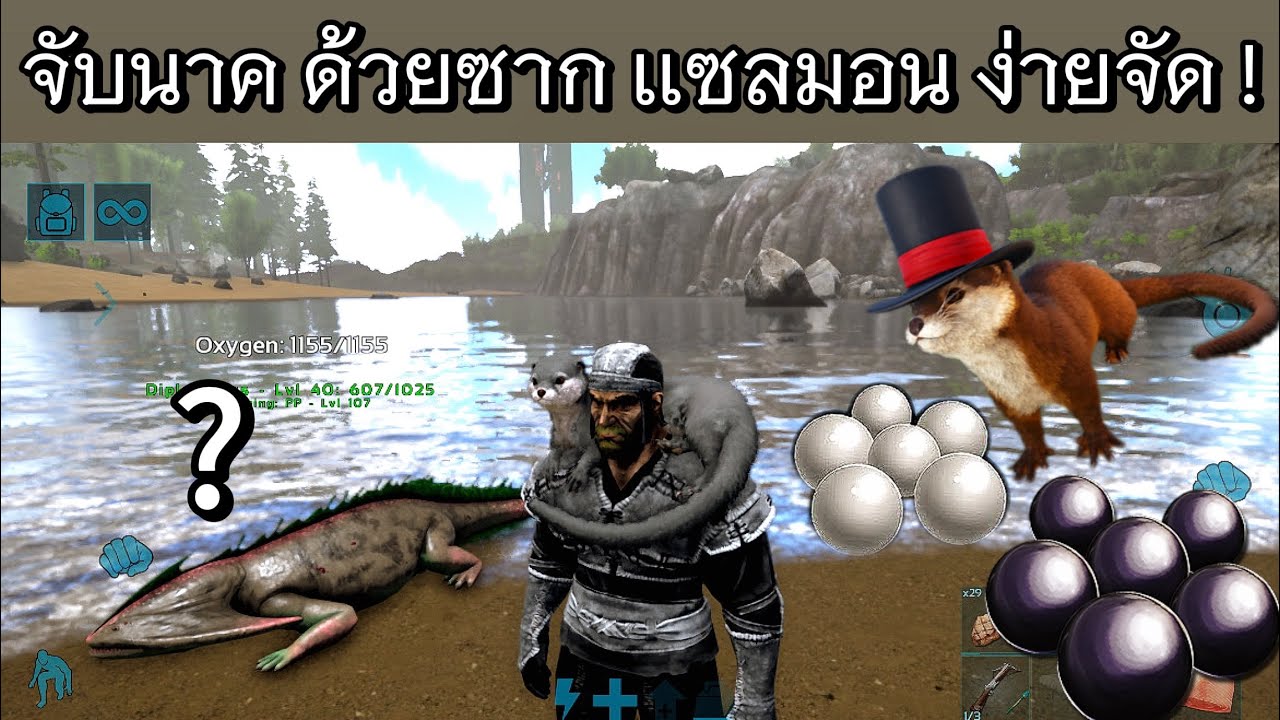 arkมือถือ วิธีจับ Otter นาก ด้วยซาก เเซลมอน เเบบง่ายเกิ้น !