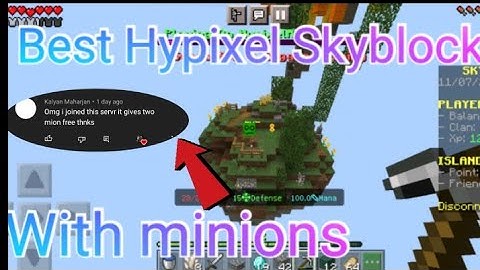 Best Hypixel Skyblock Server For MCPE || Full Like Hypixel || With Minions ||