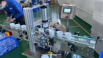 Automatic paper can bottle bottom lid top pressing sealing machine sealing video