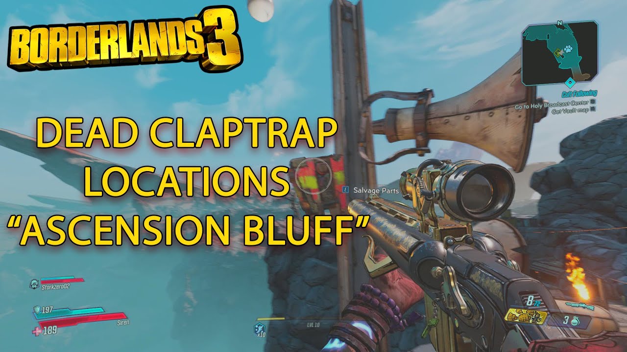 Borderlands 3 Dead Claptrap Locations "Ascension Bluff" | Crew Challenge
