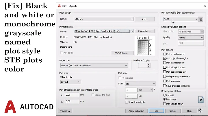 [Fix] Black and white or monochrome grayscale named plot style STB plots color in AutoCAD