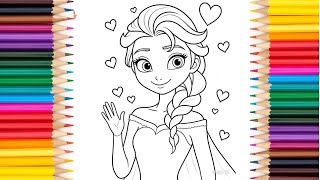 Let's Color an Easy Elsa from Frozen for Kids!" ✨🎨