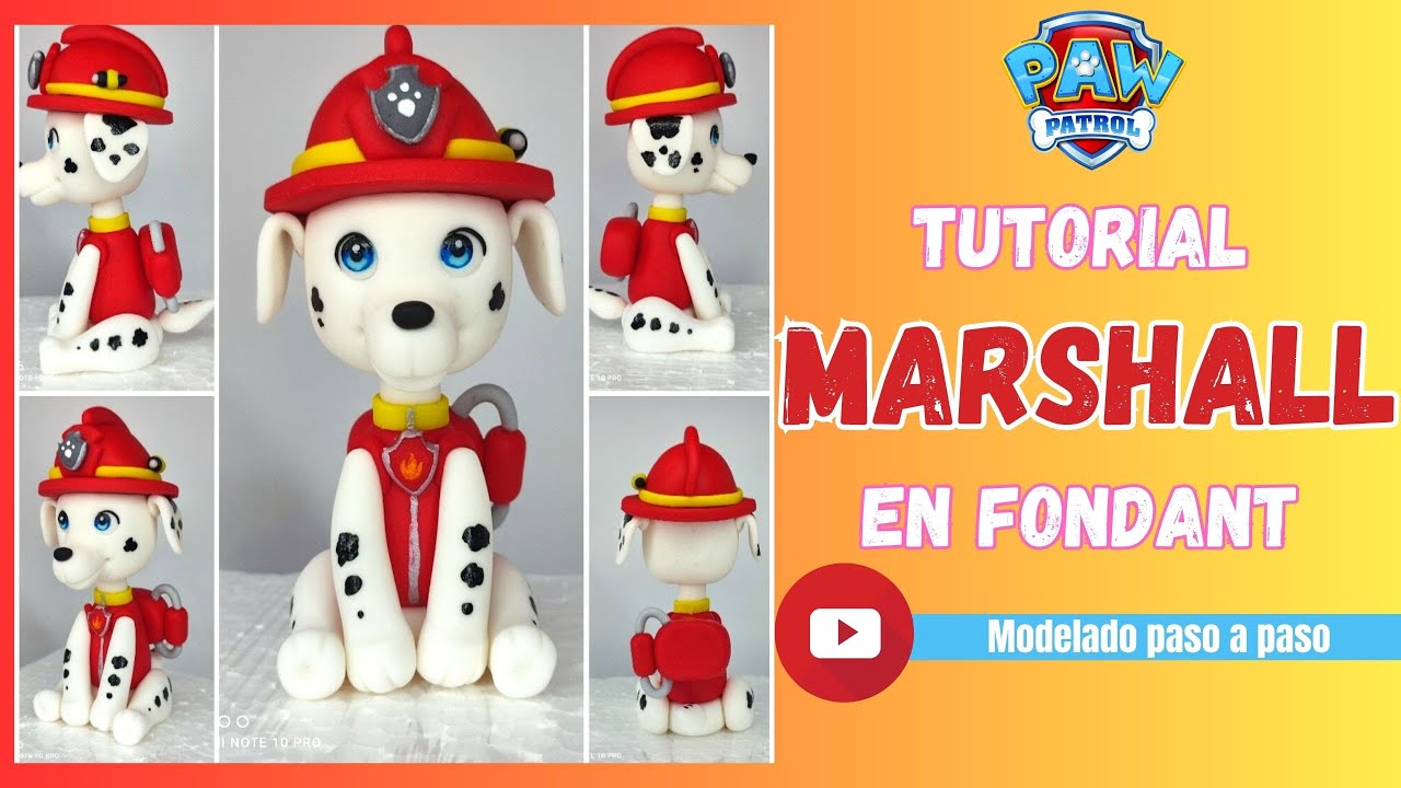 Cómo Hacer a Marshall en Fondant// Paw Patrol Fondant Cake Topper // Figuras Fondant
