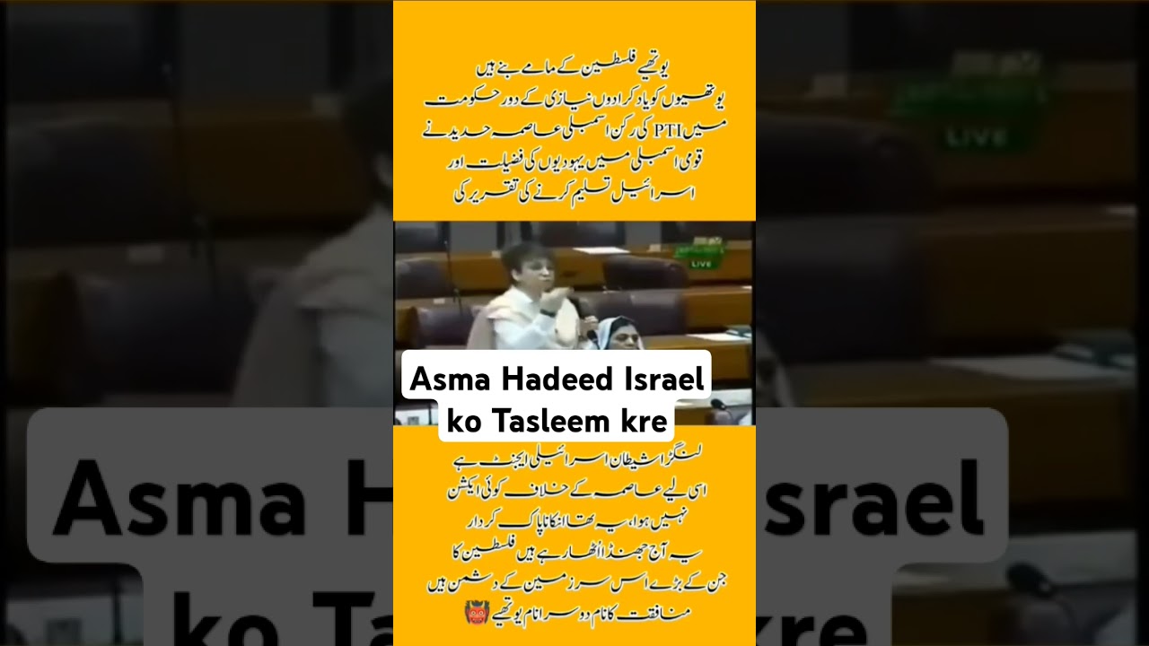 Asma hadeed pti , israel ko tasleem kia jae in national assembly speech 