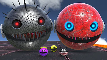 Robot Pacman & Chain Chomp VS Spiky Monster Pacman !!