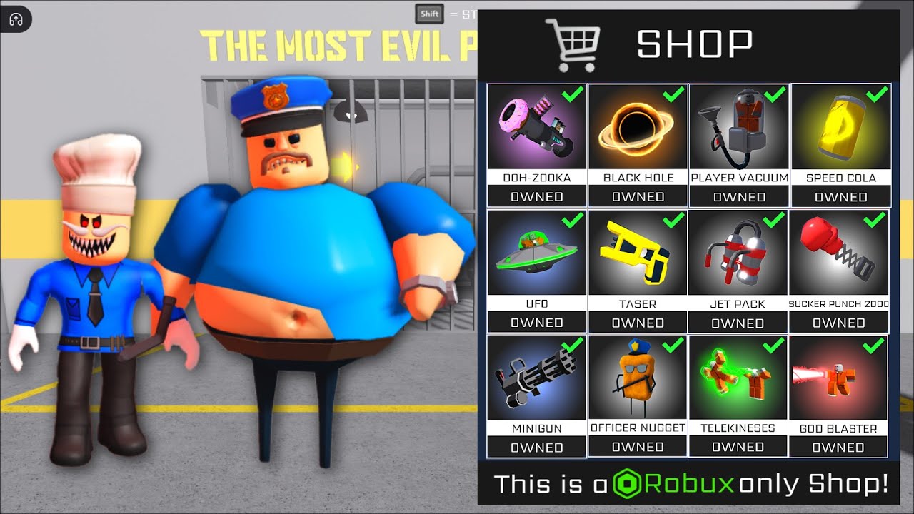 ZOMBIE FAMILY BUY ALL ROBUX ITEMS In BARRYS PRISON RUN Roblox Obby Escape