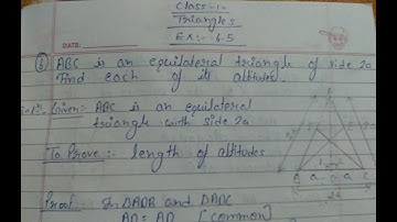 ABC is an equilateral triangle of side 2a. Find each of its altitude.