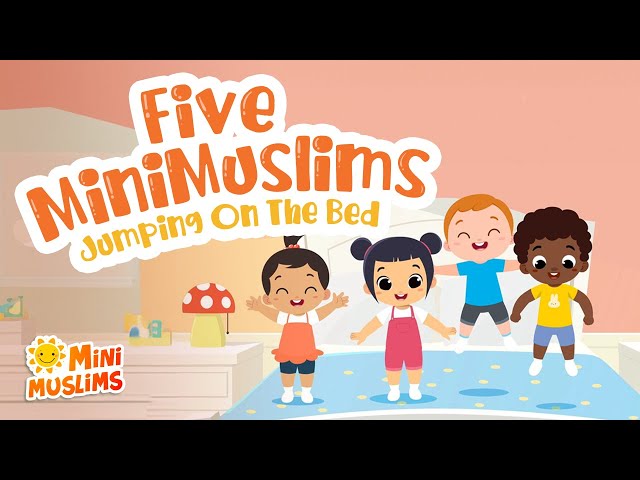 Islamic Songs For Kids 🐵 Five Little Monkeys Jumping On The Bed ☀️ MiniMuslims class=