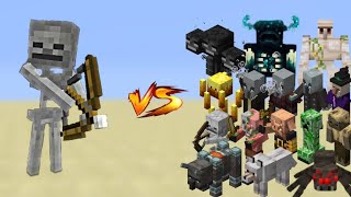 minecraft skeleton vs all mob fight|minecraft mob battle|#minecraft