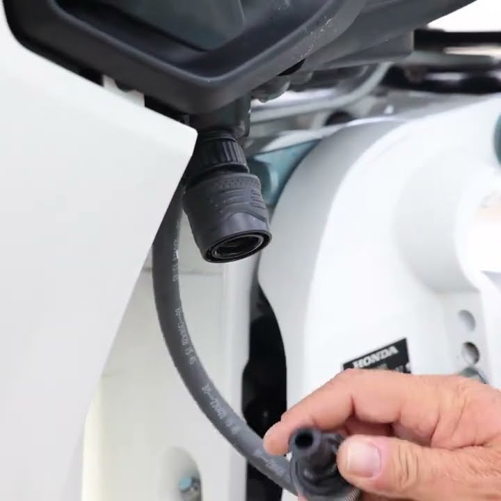Connecting your water hose to our flush port quick connects for honda