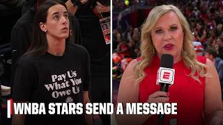 WNBA players wear shirts that state ‘Pay Us What You Owe Us’ | WNBA All-Star Game