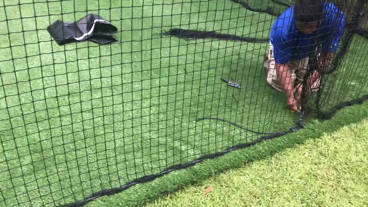 45 ft. Batting cage frame net turf door baffles net saver hitting mat