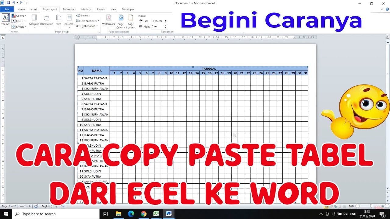 Cara Copy Paste Tabel Excel ke Word Supaya Tidak Berantakan - YouTube