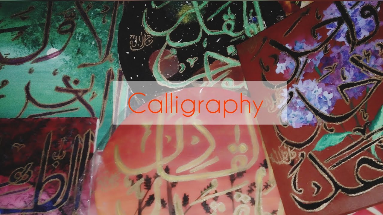 5 paintings with calligraphy on canvas boards for beginners step by