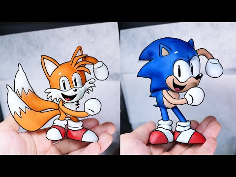 [FNF] Making Classic Sonic and tails dancing meme Sculptures Timelapse - Friday Night Funkin&#39