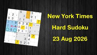 New York Times Hard Sudoku 23 Aug 2026 - Solve with Phidoku