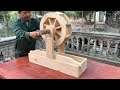 Amazing Craft Woodworking Ideas // Wooden Waterfall Design With Wheel Drive With Electric Pump - DIY