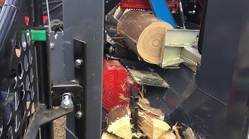 Palax KS 45S firewood processor splits eucalyptus trees in Portugal