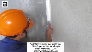 Thi công bả dẻo khớp nối 2 tấm tường Acotec
