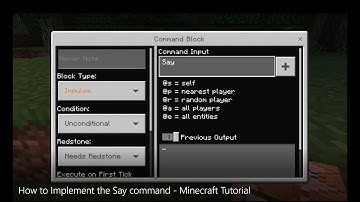 How to Implement the Say command - Minecraft Tutorial