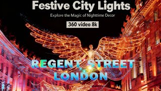 Walk on Regent Street London - Stunning Christmas Lights 2025 | 8K Virtual Tour 360 video