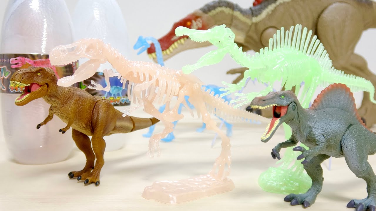 Clear Body Dinosaur Skeleton Figure Dinosaur Eggs! Assemble